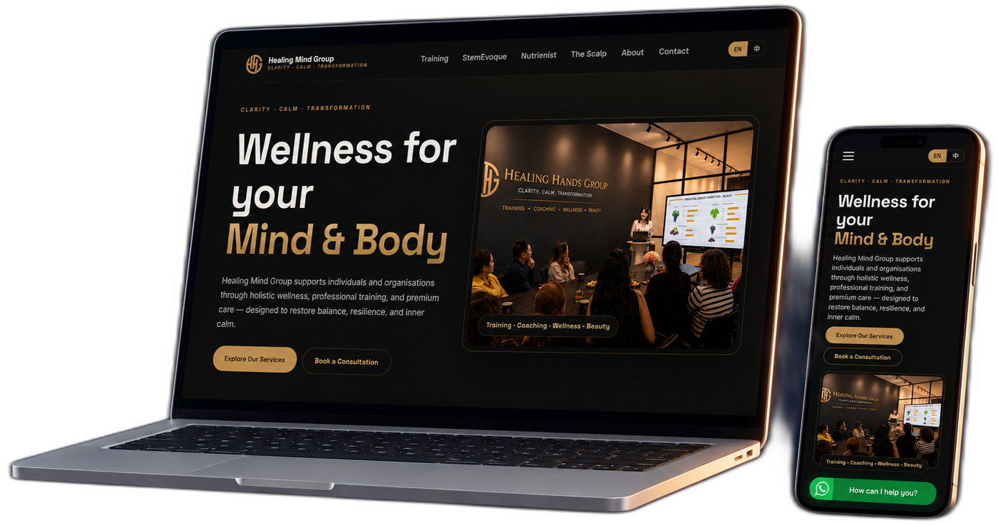 A client website built by Lucco, shown on a laptop and a phone